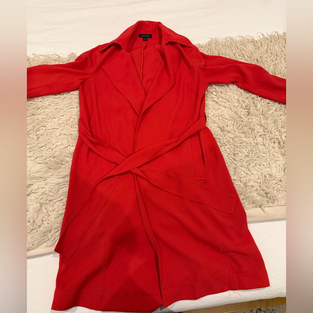 Halogen Vibrant Red Long Sleeve Trench